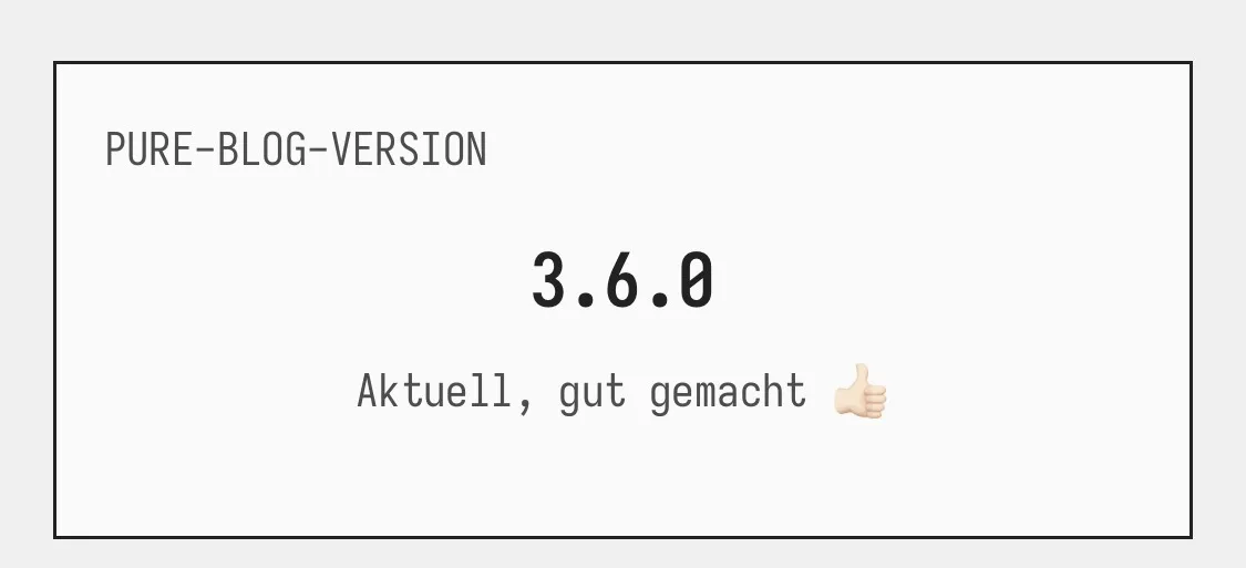 Screeshot des PureBlog-Dashboards mit Versionskontrolle