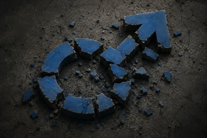 von KI erstelltes Bild von einem zerschlagenen „männlich“-Symbol